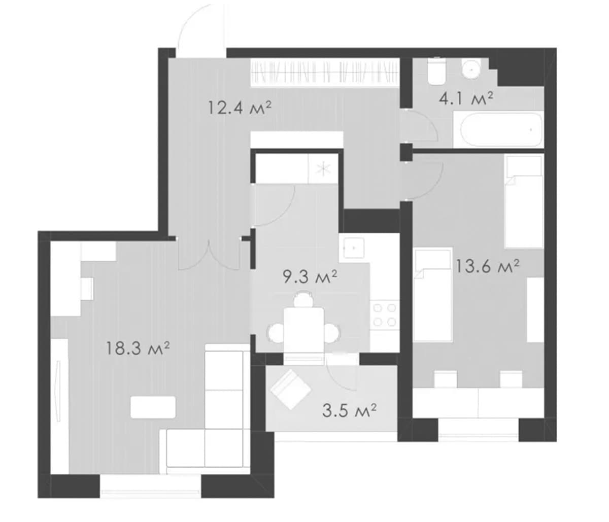 Продается 2-комн. квартира, 57.7 м²