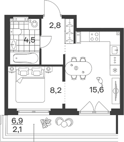 Продается 2-комн. квартира, 31.1 м²