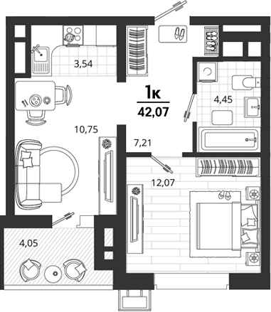 Продается 1-комн. квартира, 38.02 м²