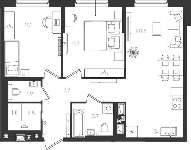 Продается 2-комн. квартира, 59.4 м²