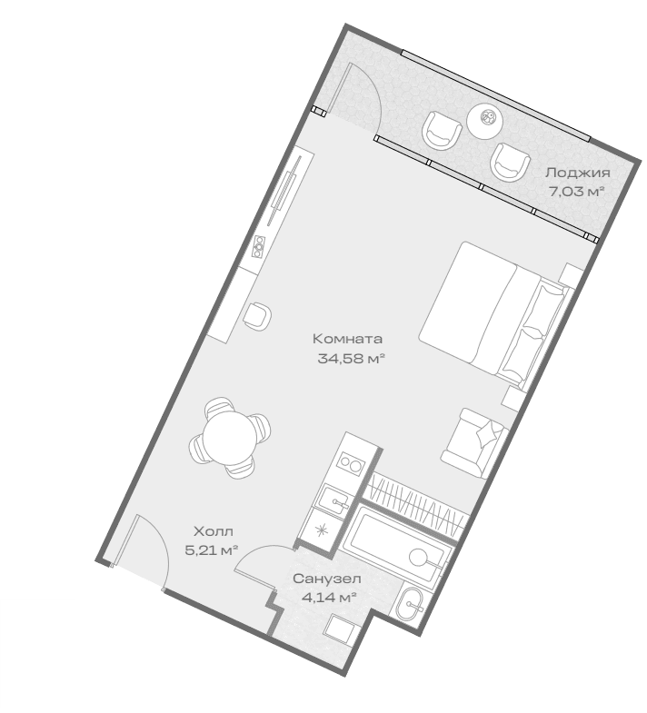 Продается 1-комн. квартира, 43.97 м²