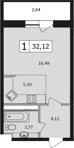 Продается 1-комн. квартира, 29.48 м²