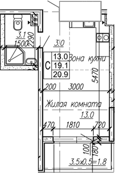 Продается 1-комн. квартира, 19.1 м²