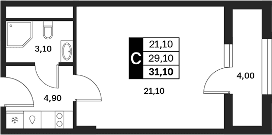 Продается 1-комн. квартира, 29.1 м²