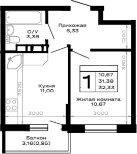 Продается 1-комн. квартира, 31.38 м²