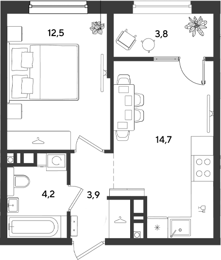 Продается 1-комн. квартира, 35.3 м²