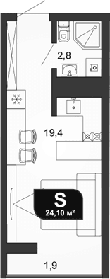 Продается 1-комн. квартира, 21.9 м²