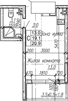 Продается 1-комн. квартира, 19.1 м²