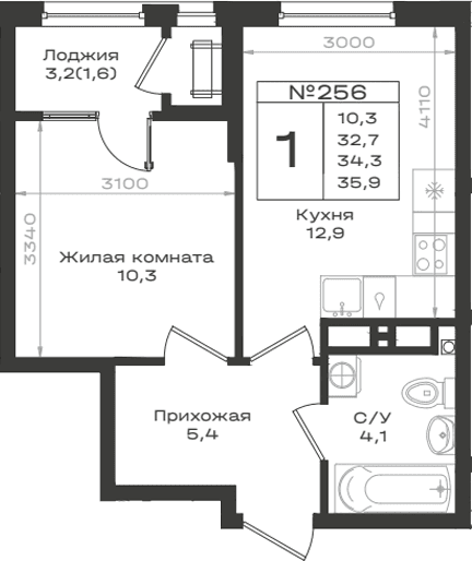 Продается 1-комн. квартира, 32.7 м²