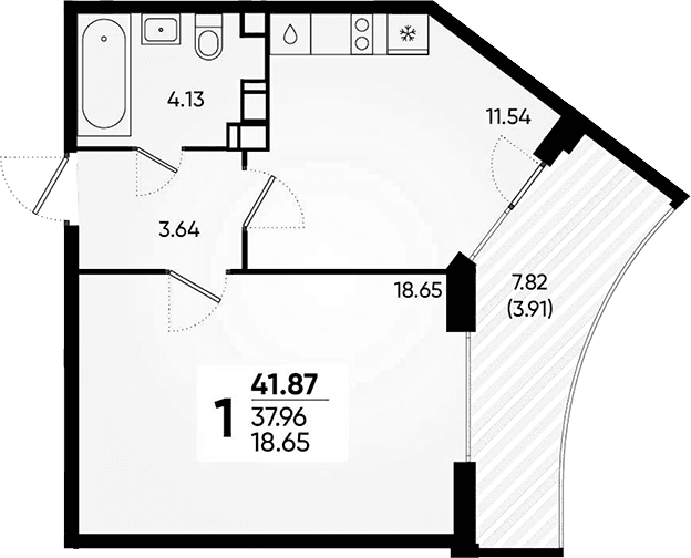 Продается 1-комн. квартира, 37.96 м²