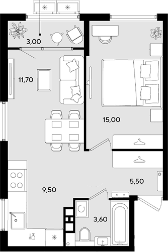 Продается 2-комн. квартира, 45.3 м²