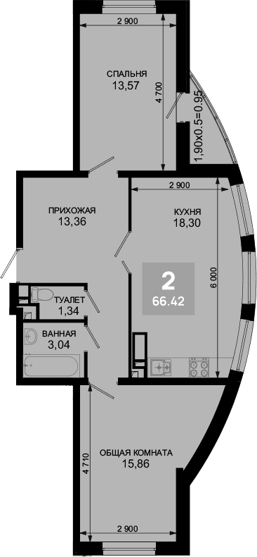 Продается 3-комн. квартира, 65.47 м²