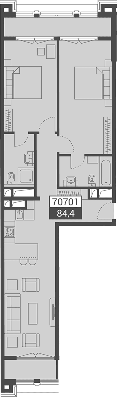 Продается 1-комн. квартира, 84.4 м²