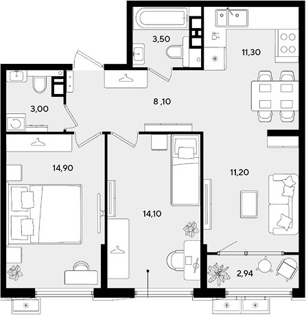 Продается 3-комн. квартира, 66.1 м²