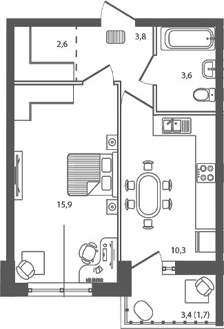 Продается 1-комн. квартира, 36.2 м²