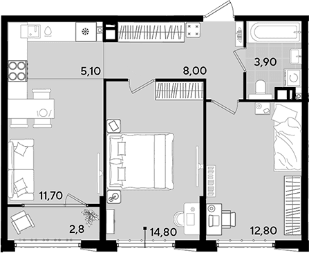 Продается 3-комн. квартира, 56.3 м²