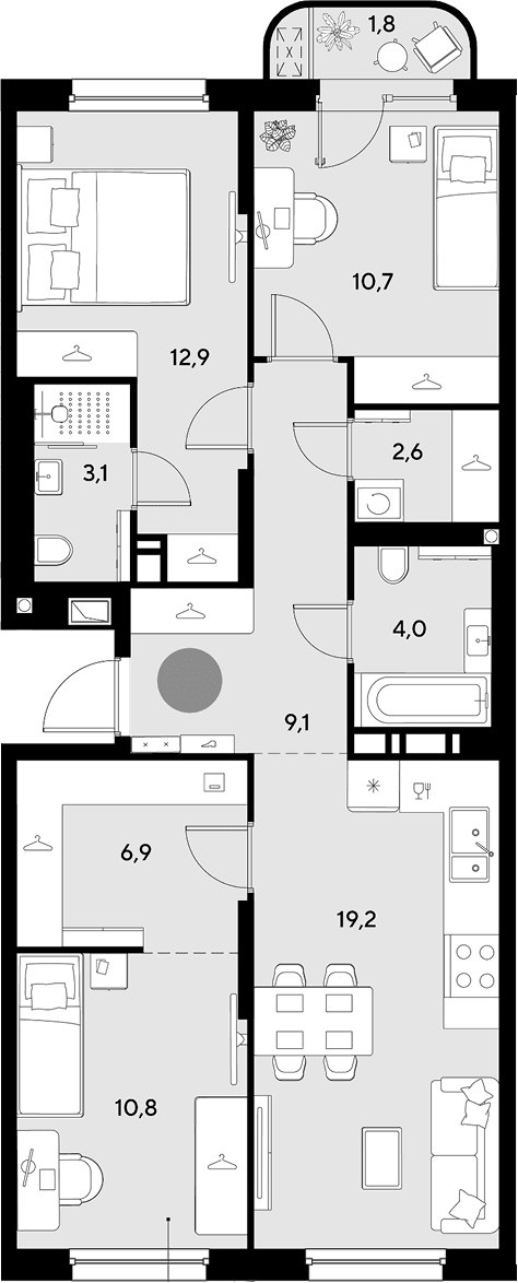 Продается 3-комн. квартира, 79.3 м²