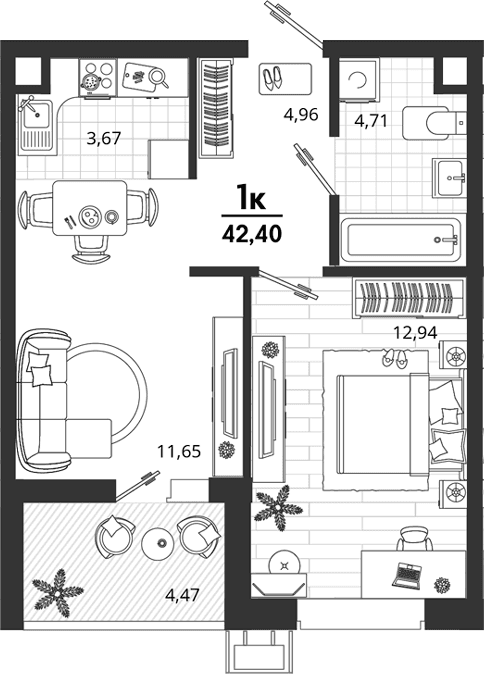 Продается 1-комн. квартира, 37.93 м²