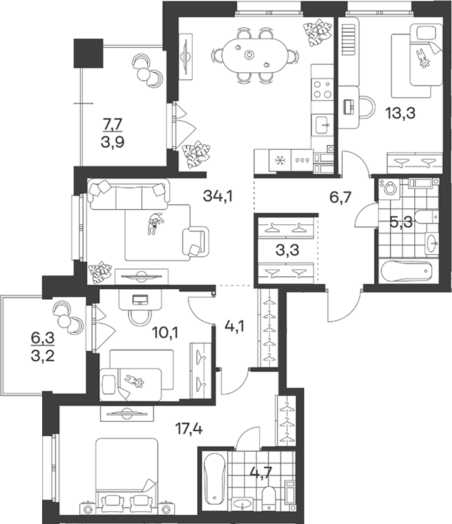 Продается 4-комн. квартира, 99 м²