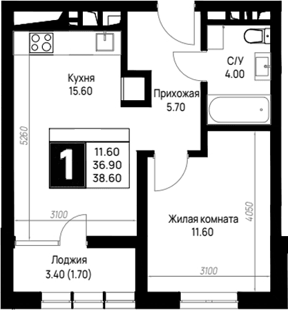 Продается 1-комн. квартира, 36.9 м²