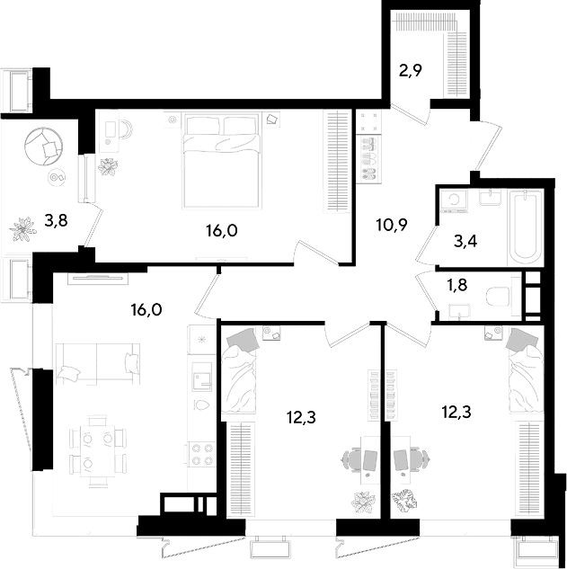 Продается 4-комн. квартира, 75.6 м²