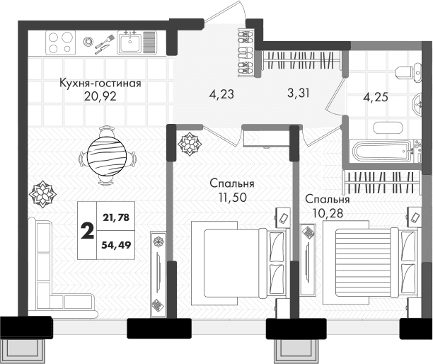 Продается 3-комн. квартира, 54.49 м²