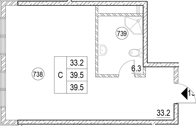 Продается 1-комн. квартира, 39.5 м²