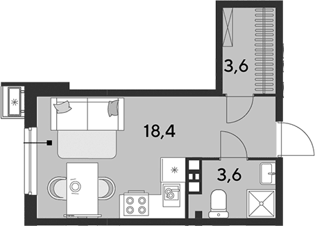 Продается 1-комн. квартира, 25.6 м²