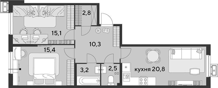Продается 3-комн. квартира, 70.1 м²