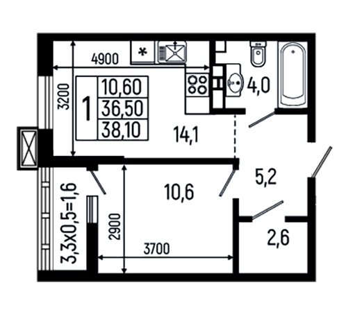 Продается 1-комн. квартира, 36.5 м²