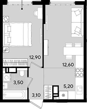 Продается 2-комн. квартира, 37.3 м²
