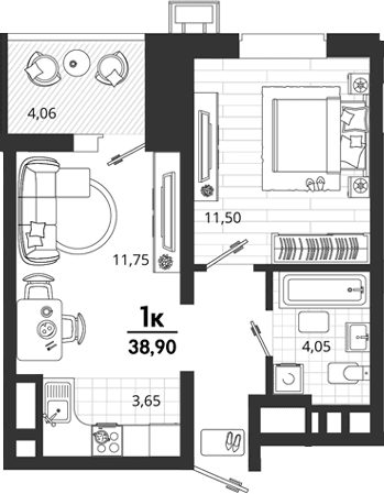 Продается 1-комн. квартира, 34.84 м²