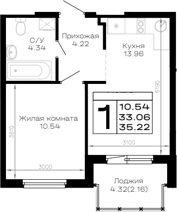 Продается 1-комн. квартира, 33.06 м²