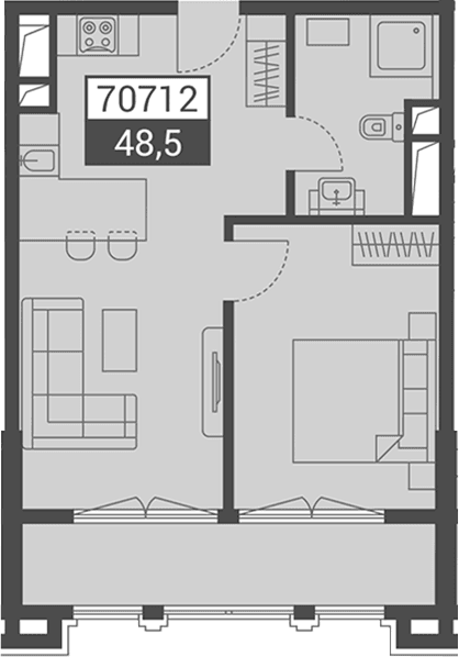 Продается 1-комн. квартира, 48.5 м²