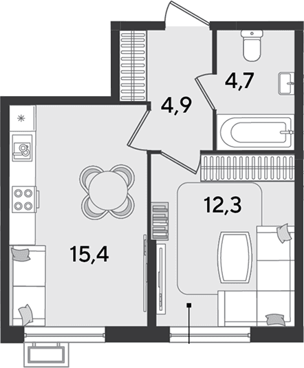 Продается 1-комн. квартира, 37.3 м²