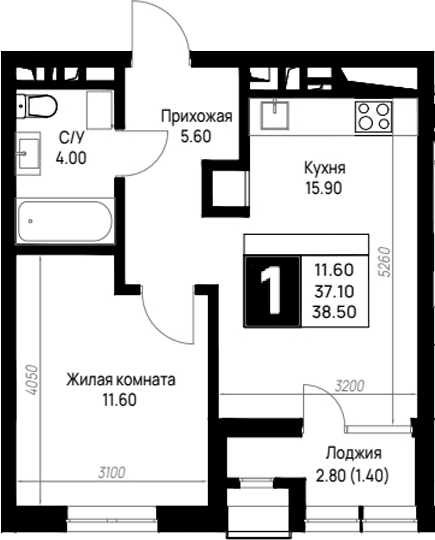 Продается 1-комн. квартира, 37.1 м²