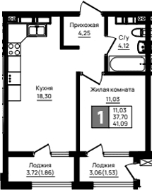 Продается 1-комн. квартира, 37.7 м²