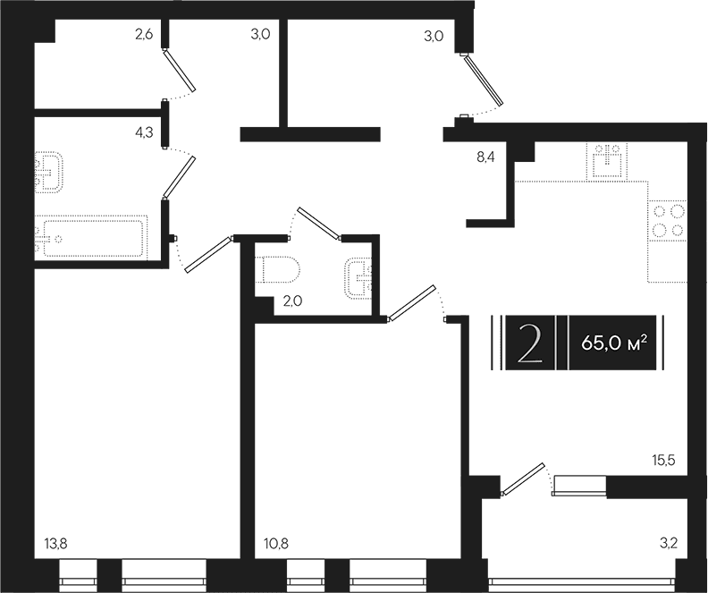 Продается 2-комн. квартира, 63.4 м²