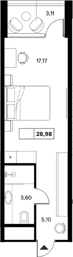 Продается 1-комн. квартира, 25.87 м²