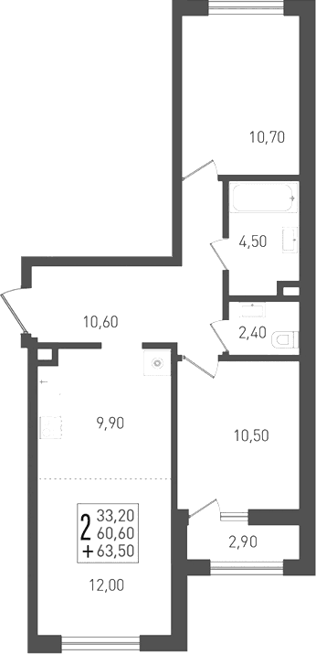 Продается 3-комн. квартира, 60.6 м²