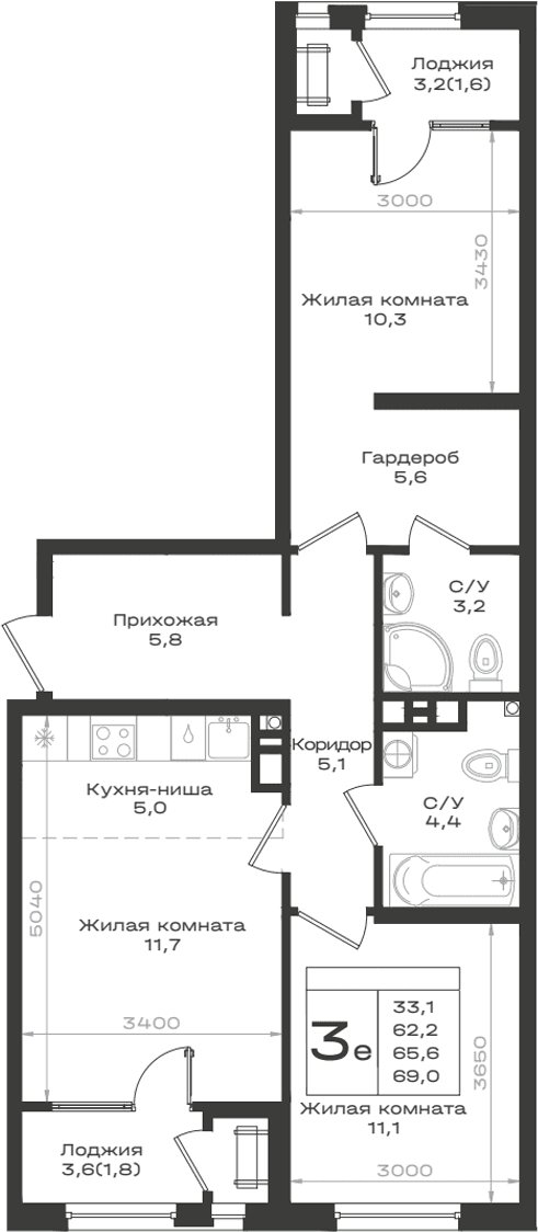 Продается 3-комн. квартира, 62.2 м²