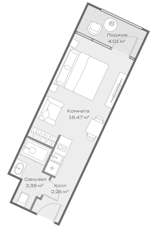 Продается 1-комн. квартира, 24.09 м²