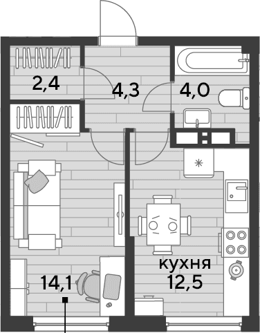 Продается 1-комн. квартира, 37.3 м²