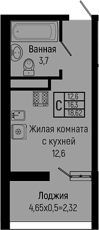 Продается 1-комн. квартира, 16.3 м²