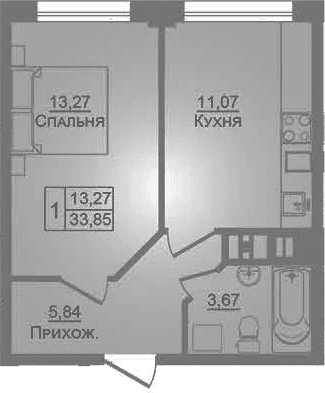 Продается 1-комн. квартира, 33.85 м²