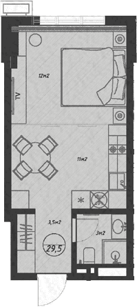 Продается 1-комн. квартира, 29.5 м²