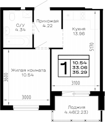 Продается 1-комн. квартира, 33.06 м²
