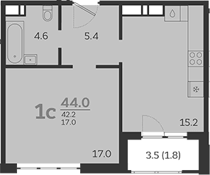 Продается 2-комн. квартира, 42.2 м²
