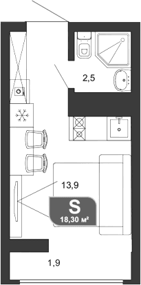 Продается 1-комн. квартира, 16.4 м²