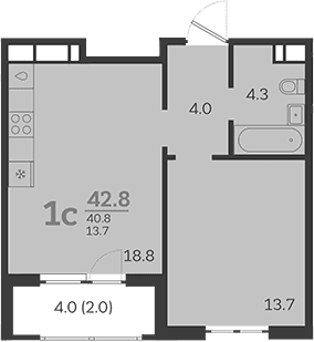 Продается 2-комн. квартира, 40.8 м²